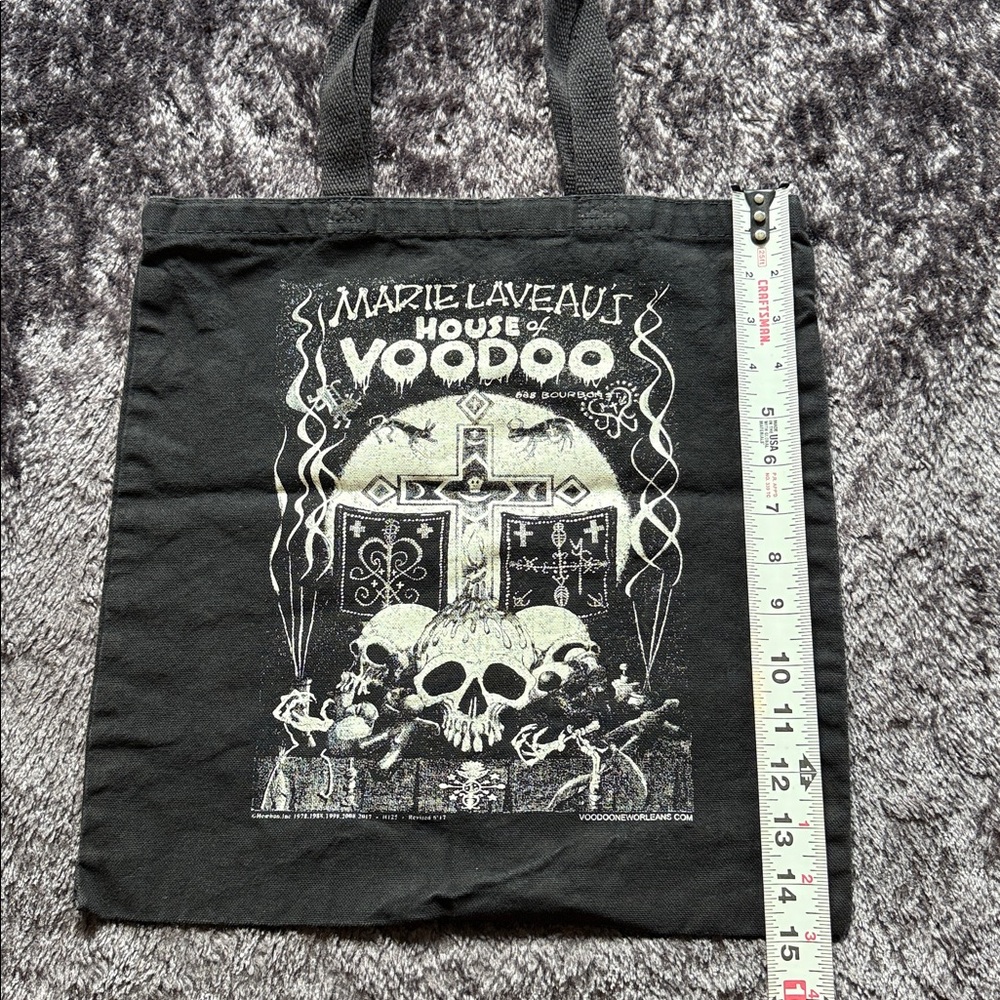 Marie Laveau's House of Voodoo New Orleans Black Tote Bag Shopper Cotton Laveau - Picture 5 of 9